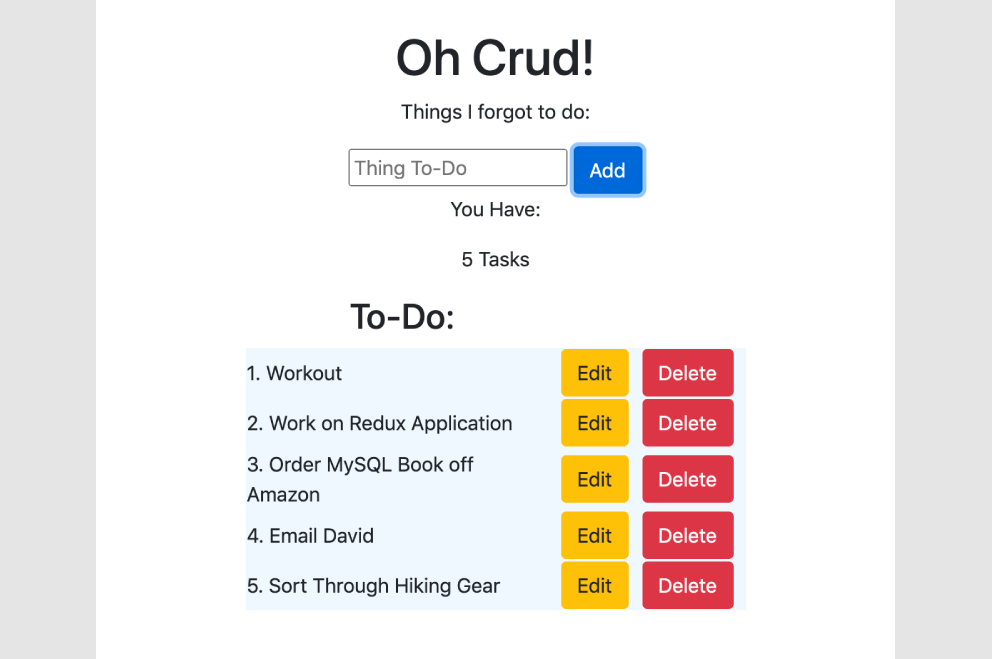 As a developer, the ability to create, read, update and delete is paramount. To date, I have built multiple CRUD applications using Laravel, Firebase and React.js.